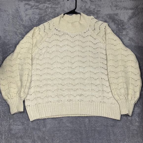 Time and Tru Women’s Sweater XL Beige Cream Open Knit Long Sleeve Pullover - Picture 1 of 7